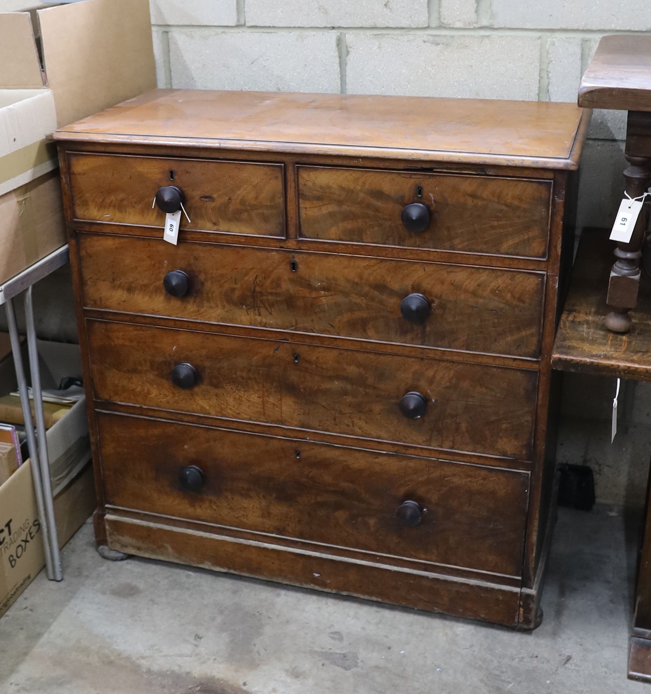 A Victorian mahogany chest, width 103cm, depth 48cm, height 102cm